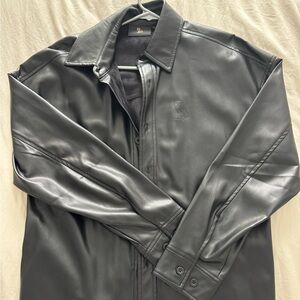 OVO Black Faux Leather Shirt Jacket